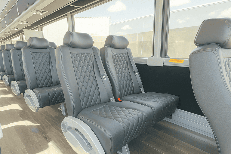 interior of Troy Minibus Company charter bus