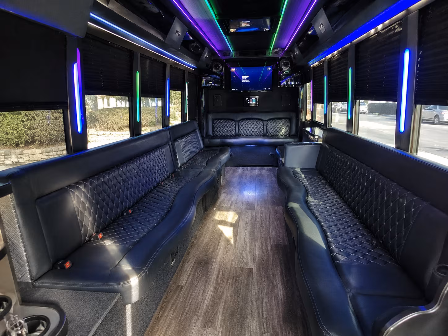 troy 15 passenger party bus interior