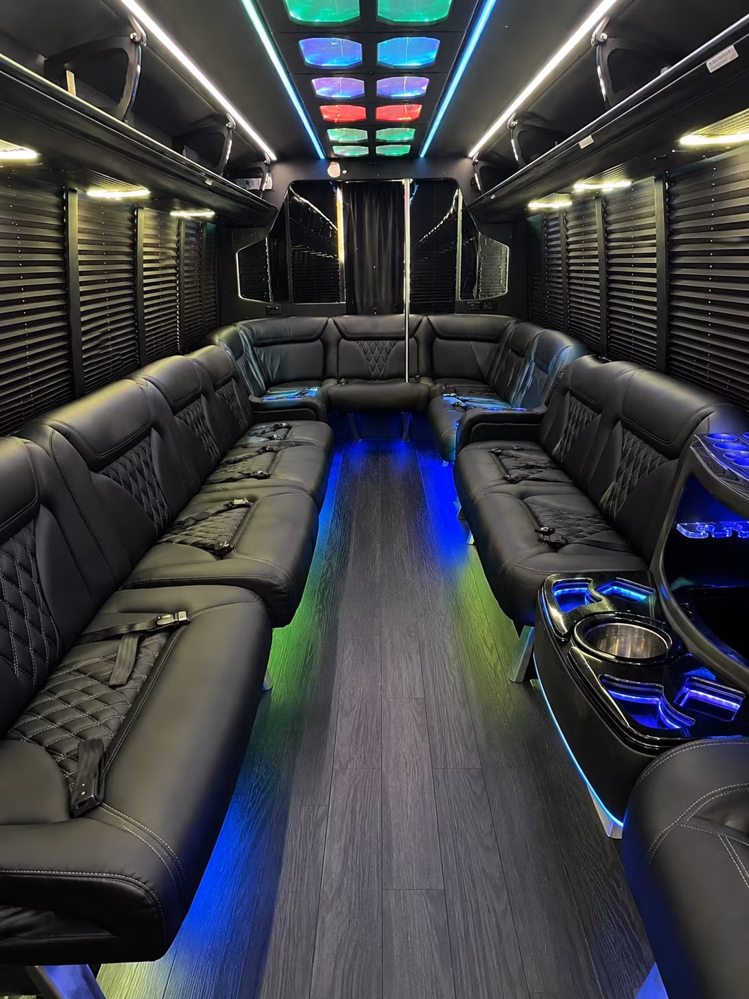 troy 20 passenger party bus interior