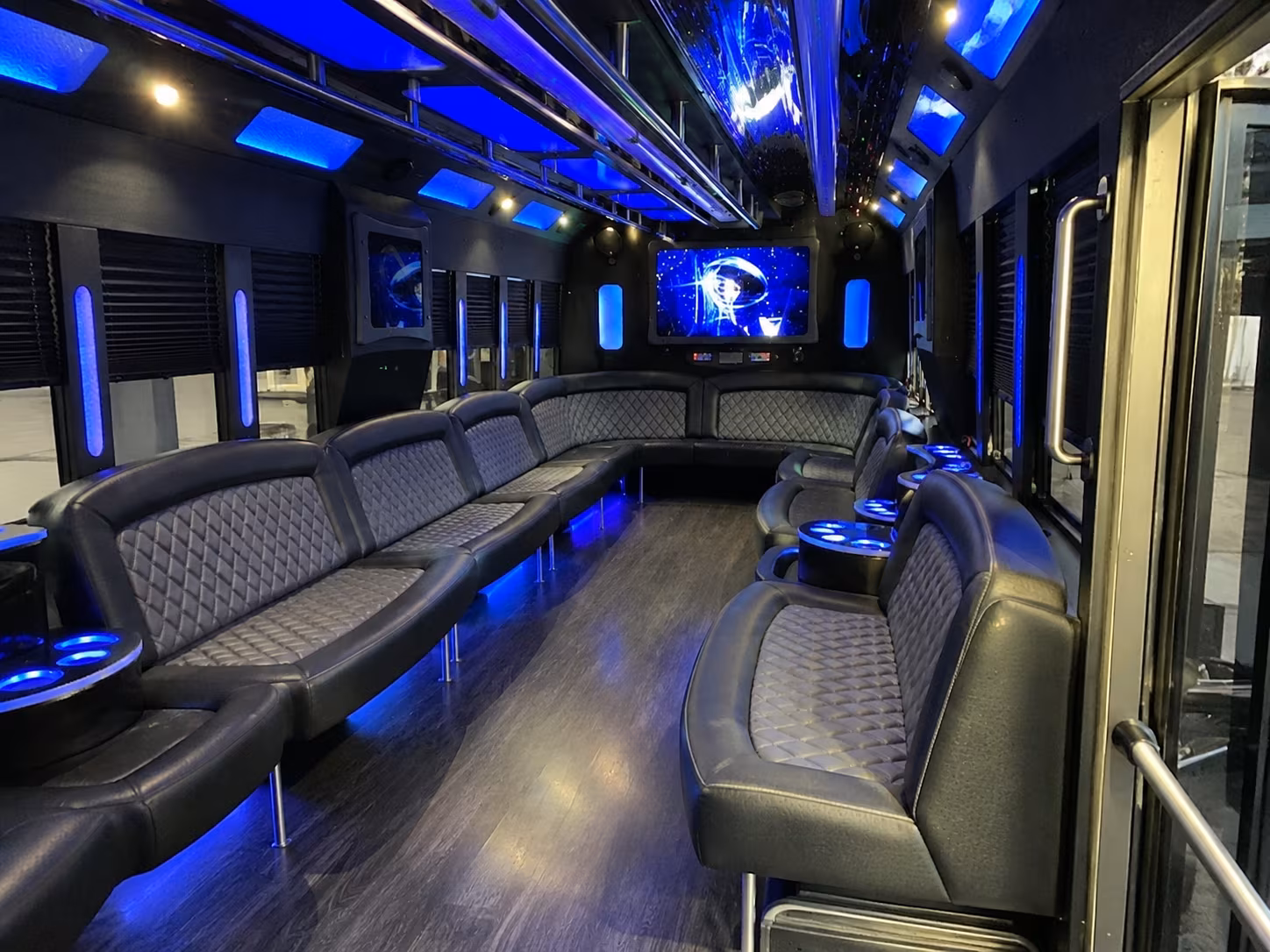 troy 28 passenger party bus interior