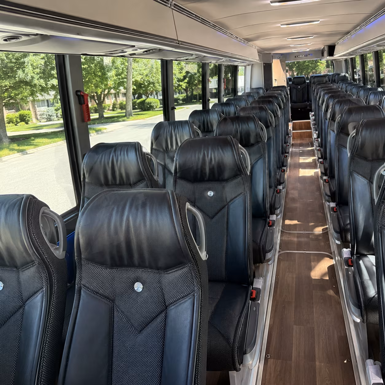 troy 40 passenger charter bus inside