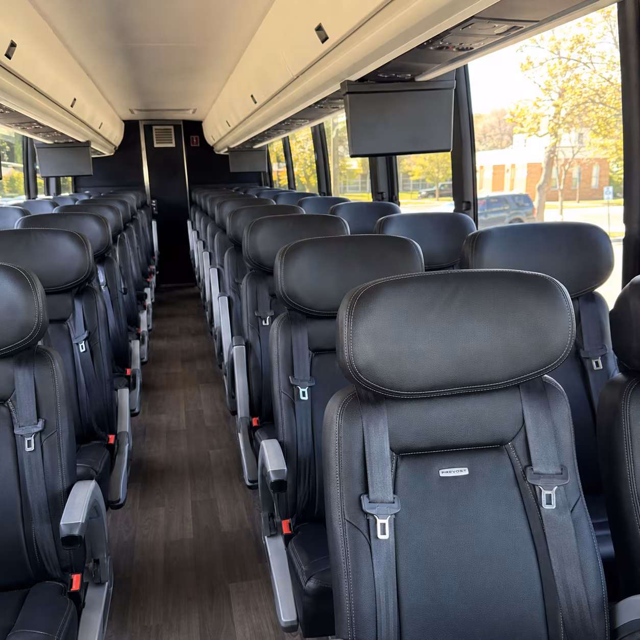 troy 45 passenger charter bus inside
