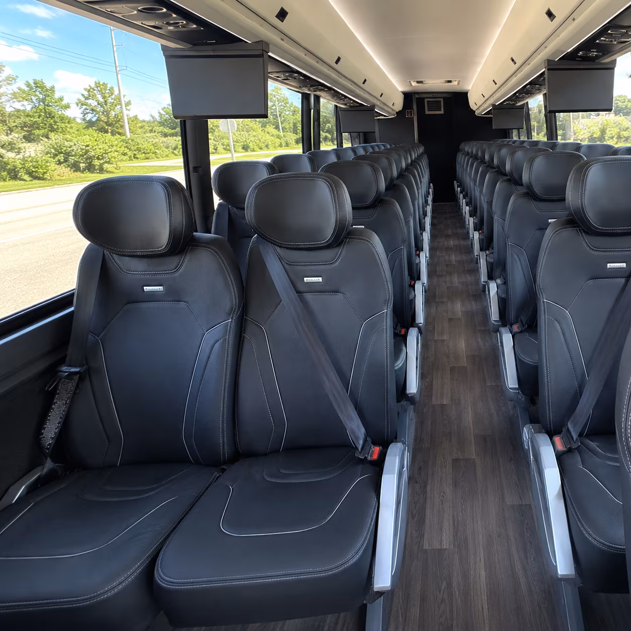 troy 47 passenger charter bus inside