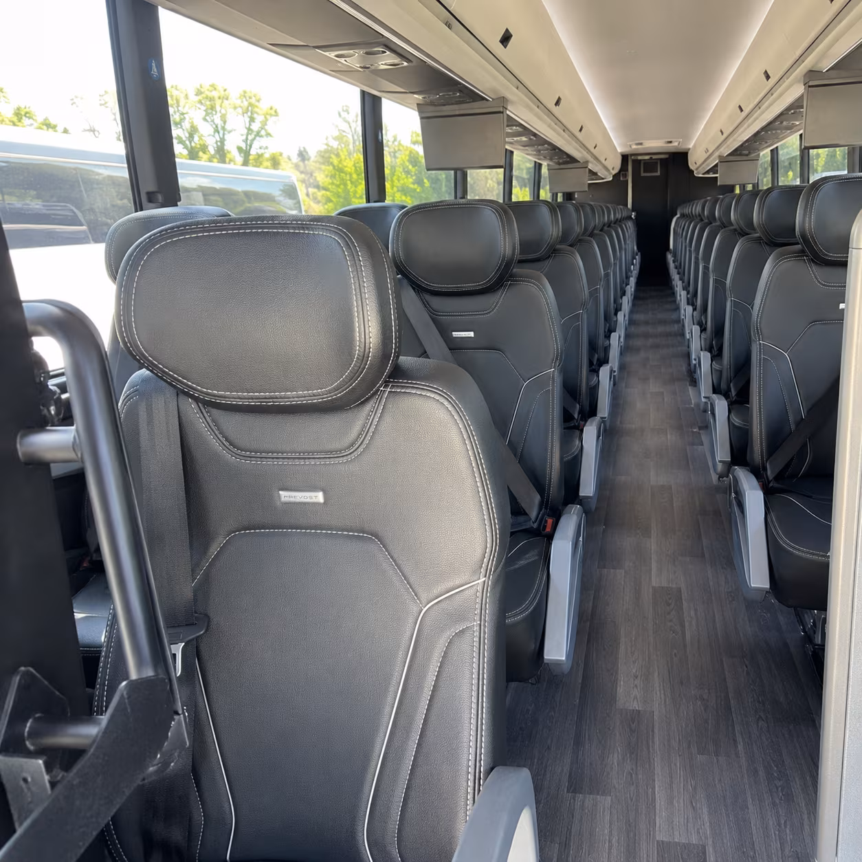 troy 47 passenger charter bus interior