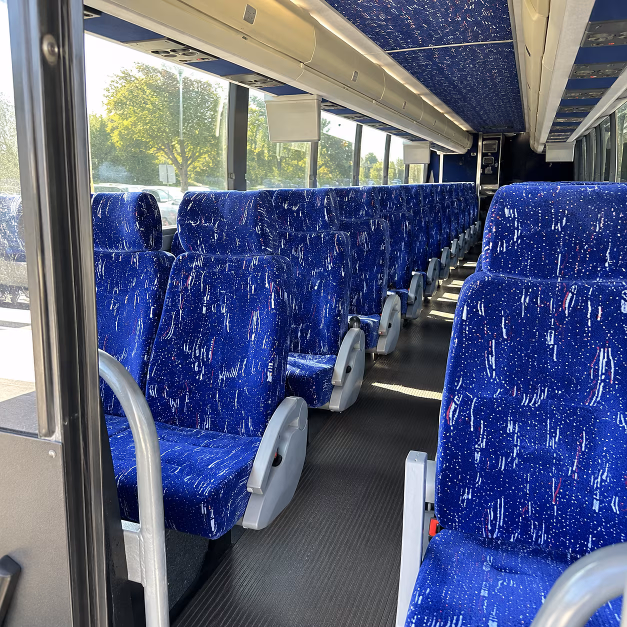 troy 50 passenger charter bus inside